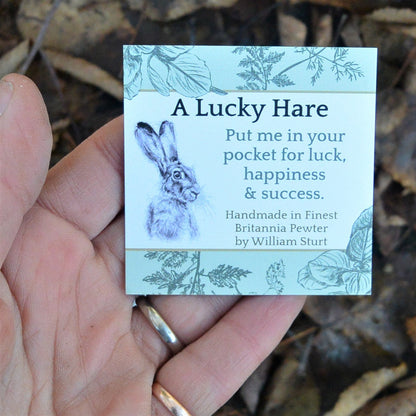 Tiny Hare Figurine, Hare Tin Wedding Gift, Handmade, In Fine Pewter, by William Sturt
