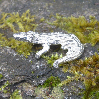 Crocodile Figurine, Crocodile Miniature, Crocodile Sculpture, Handmade, Hand Crafted in Fine Pewter, by William Sturt