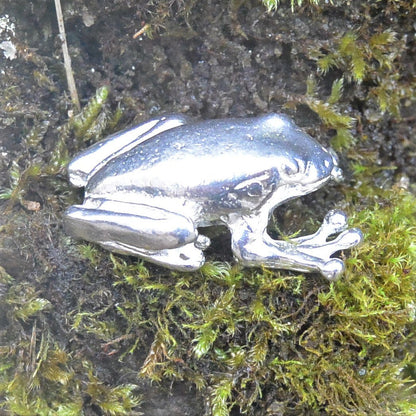 Frog Figurine, Lucky Frog, Miniature, Frog Totem, Handmade, in Fine Pewter, by William Sturt