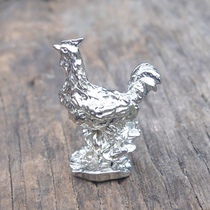 Cockerel Figurine, Cockerel Miniature, Rooster Sculpture, Handmade, in Fine Pewter, by William Sturt