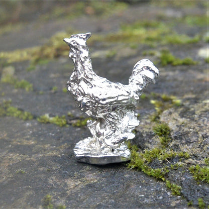 Cockerel Figurine, Cockerel Miniature, Rooster Sculpture, Handmade, in Fine Pewter, by William Sturt