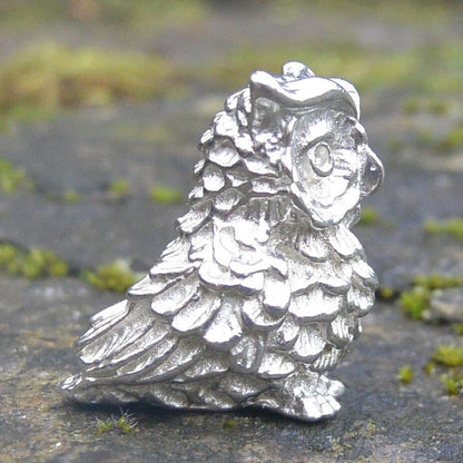 Owl Figurine, Miniature Owl, Owl Totem, Handmade, in Finest Pewter, by William Sturt