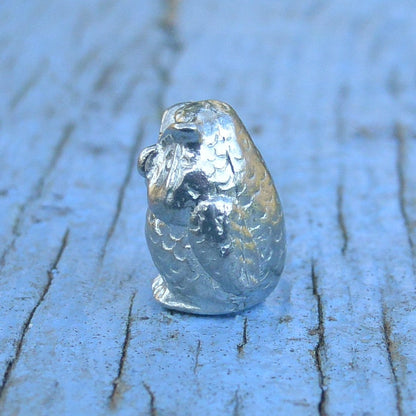 Owl Figurine, Miniature Owl, Owl Totem, Handmade, in Finest Pewter, by William Sturt