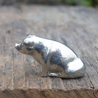 Pig Figurine, Sitting Pig, Collectible Pig, Handmade, in Fine Pewter, by William Sturt