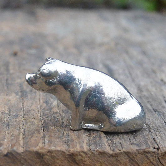 Pig Figurine, Sitting Pig, Collectible Pig, Handmade, in Fine Pewter, by William Sturt