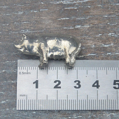 Pig Figurine, Pig Ornament, Pig Totem, Handmade in Fine Pewter, by William Sturt