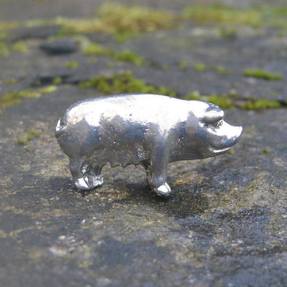 Pig Figurine, Pig Ornament, Pig Totem, Handmade in Fine Pewter, by William Sturt