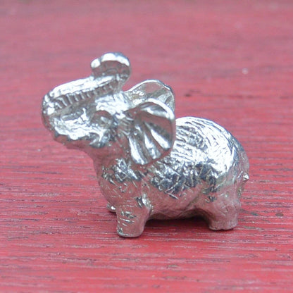 Elephant Figurine, Elephant Miniature, Elephant Totem, Handmade, in Fine Pewter, by William Sturt