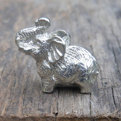 Elephant Figurine, Elephant Miniature, Elephant Totem, Handmade, in Fine Pewter, by William Sturt