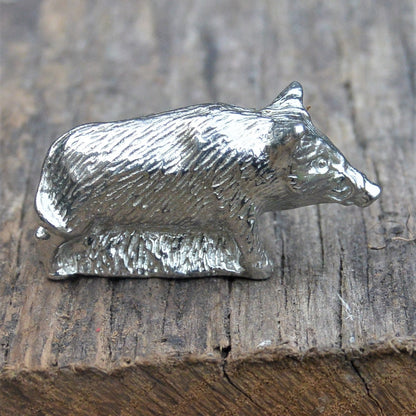 Wild Boar Figurine, Miniature Wild Boar, Wild Pig Totem, Hand Crafted, Handmade, in Fine Pewter, by William Sturt