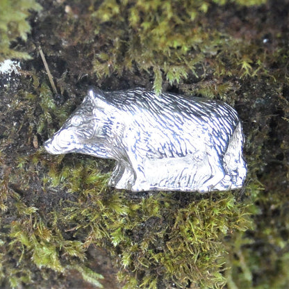 Wild Boar Figurine, Miniature Wild Boar, Wild Pig Totem, Hand Crafted, Handmade, in Fine Pewter, by William Sturt