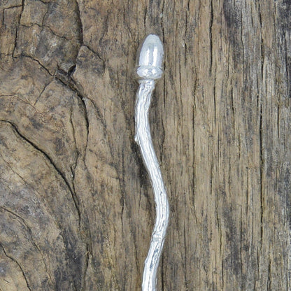 Oak Leaf Jam Spoon with Acorn Handle, Handmade, in Finest Pewter, by William Sturt