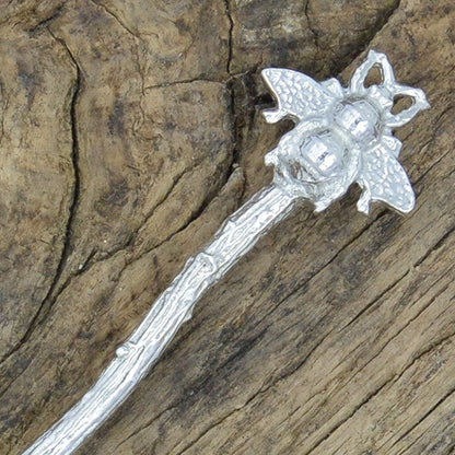 Long Handled Pewter Jam Spoon with Honey Bee Handle, Pewter Condiment Spoon, Handmade, in Finest Pewter, by William Sturt