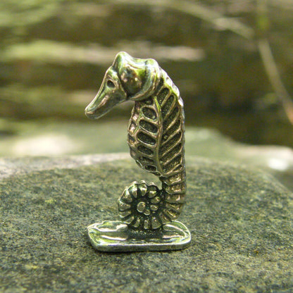 Seahorse Figurine, Miniature Seahorse, Handmade, in Fine Pewter, by William Sturt