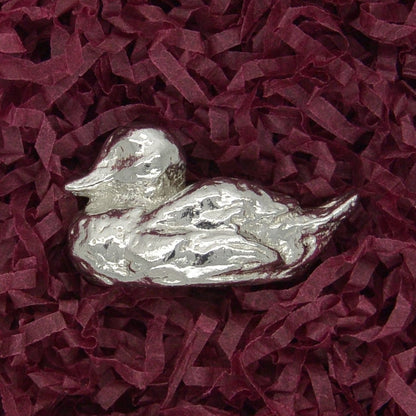 Duck Figurine, Miniature Duck, Handmade, in Fine Pewter, by William Sturt