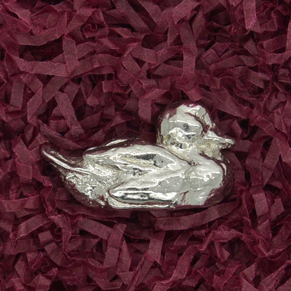 Duck Figurine, Miniature Duck, Handmade, in Fine Pewter, by William Sturt