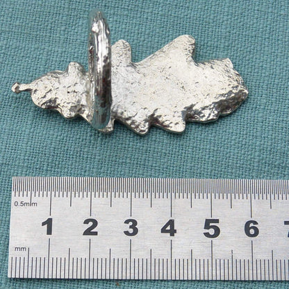 Oak Leaf Scarf Ring, Cast from a Real Leaf, Handcast Pewter, Polished Finish