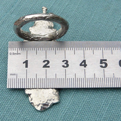Oak Leaf Scarf Ring, Cast from a Real Leaf, Handcast Pewter, Polished Finish