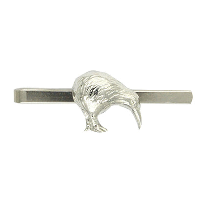 Kiwi Bird Tie Clip (New Zealand Design), Handcast Pewter Tie Clip, Polished Finish