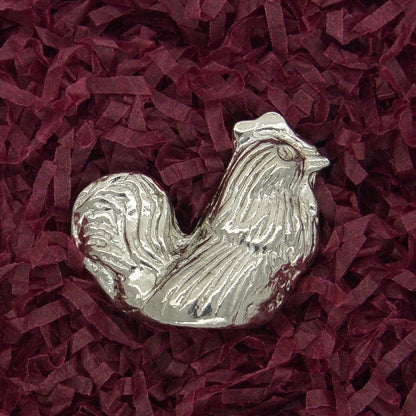 Tiny Chicken Figurine, Chicken Gift, Handmade, In Fine Pewter, by William Sturt