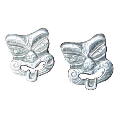 Maori Tiki Cufflinks, Handcast Pewter Cufflinks, Polished Finish