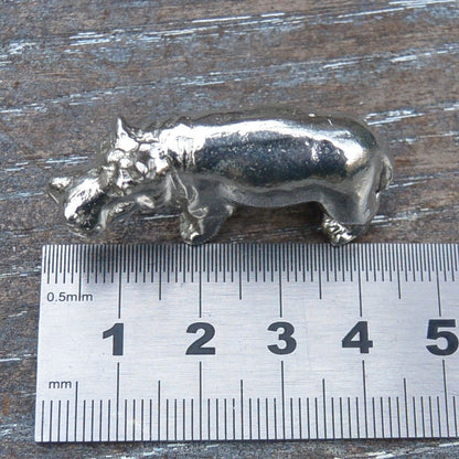 Hippo Figurine, Lucky Hippopotamus, Miniature, Hippo Totem, Handmade, in Fine Pewter, by William Sturt