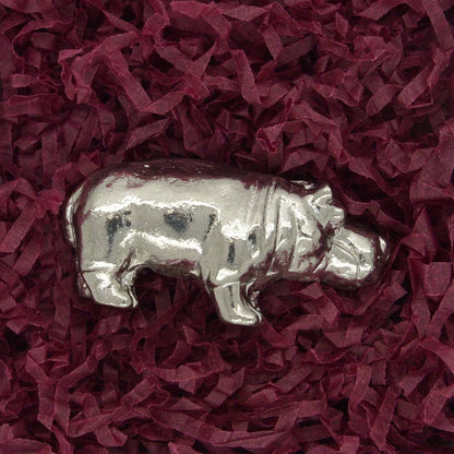 Hippo Figurine, Lucky Hippopotamus, Miniature, Hippo Totem, Handmade, in Fine Pewter, by William Sturt