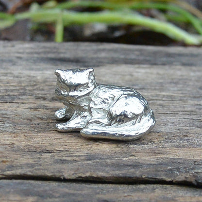 Tiny Cat Figurine, Cat Gift, Handmade, In Fine Pewter, by William Sturt