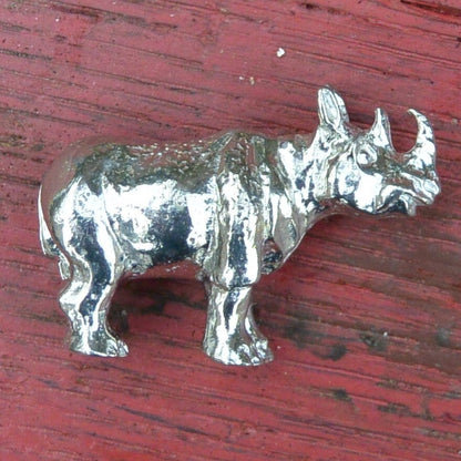 Rhinoceros Figurine, Rhino Miniature, Rhino Sculpture, Handmade, in Fine Pewter, by William Sturt