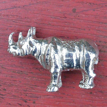 Rhinoceros Figurine, Rhino Miniature, Rhino Sculpture, Handmade, in Fine Pewter, by William Sturt