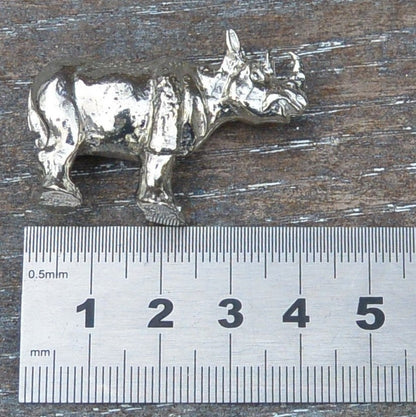 Rhinoceros Figurine, Rhino Miniature, Rhino Sculpture, Handmade, in Fine Pewter, by William Sturt
