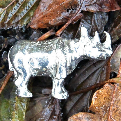 Rhinoceros Figurine, Rhino Miniature, Rhino Sculpture, Handmade, in Fine Pewter, by William Sturt
