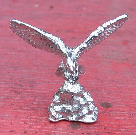 Eagle Figurine, Lucky Eagle, Miniature, Eagle Totem, Handmade, in Fine Pewter, by William Sturt