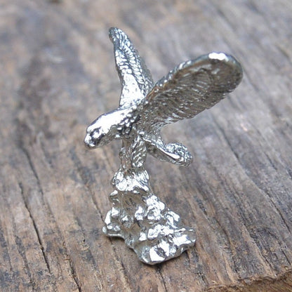 Eagle Figurine, Lucky Eagle, Miniature, Eagle Totem, Handmade, in Fine Pewter, by William Sturt