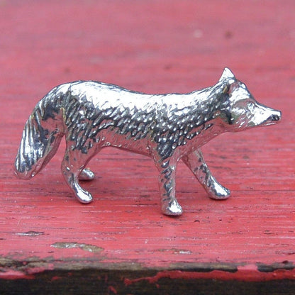 Fox Figurine, Fox Miniature, Fox Sculpture, Handmade, in Fine Pewter, by William Sturt