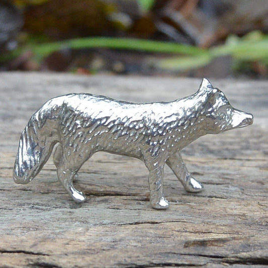 Fox Figurine, Fox Miniature, Fox Sculpture, Handmade, in Fine Pewter, by William Sturt