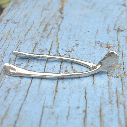 Wishbone Brooch, Handcast Pewter, Polished Finish