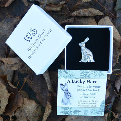 Pewter Lucky Hare, Hare Sculpture, Handmade, in Finest Pewter, by William Sturt