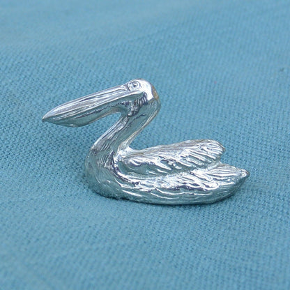 Tiny Pelican Figurine, Pelican Gift, Handmade, In Fine Pewter, by William Sturt