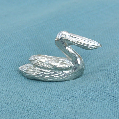 Tiny Pelican Figurine, Pelican Gift, Handmade, In Fine Pewter, by William Sturt