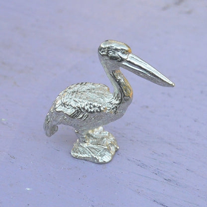 Tiny Pelican Figurine, Pelican Gift, Handmade, In Fine Pewter, by William Sturt