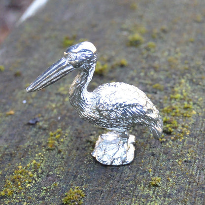 Tiny Pelican Figurine, Pelican Gift, Handmade, In Fine Pewter, by William Sturt