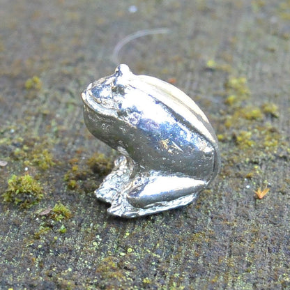 Frog Figurine, Lucky Frog, Miniature, Frog Totem, Handmade, in Fine Pewter, by William Sturt