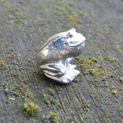 Frog Figurine, Lucky Frog, Miniature, Frog Totem, Handmade, in Fine Pewter, by William Sturt