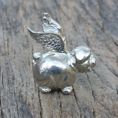 Flying Pig Figurine, Flying Pig Miniature, Flyping Pig Sculpture, Handmade, in Fine Pewter, by William Sturt