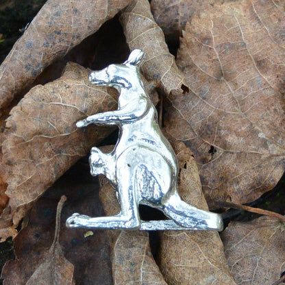 Kangaroo Figurine, Miniature Kangaroo, Kangaroo Totem, Handmade, Hand Crafted, Downunder, in Fine Pewter, by William Sturt