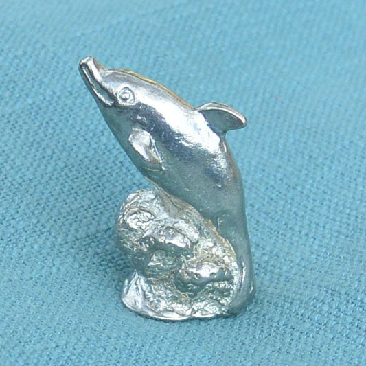 Dolphin Figurine, Lucky Dolphin, Miniature, Dolphin Totem, Handmade, in Fine Pewter, by William Sturt