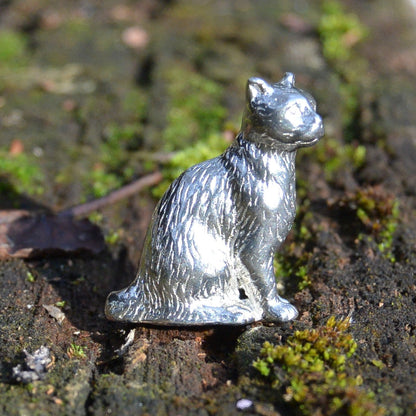 Cat Figurine, Miniature Cat, Handmade, in Fine Pewter, by William Sturt