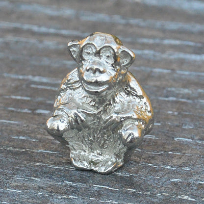 Monkey Figurine, Miniature Monkey, Monkey Sculpture, Handmade, in Fine Pewter, by William Sturt