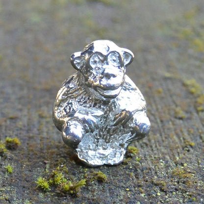 Monkey Figurine, Miniature Monkey, Monkey Sculpture, Handmade, in Fine Pewter, by William Sturt